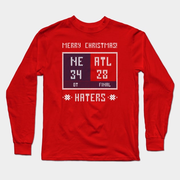 Football Ugly Christmas Sweater Shirt, NE ATL OT, New England vs Atlanta Superbowl Long Sleeve T-Shirt by caitlinrouille